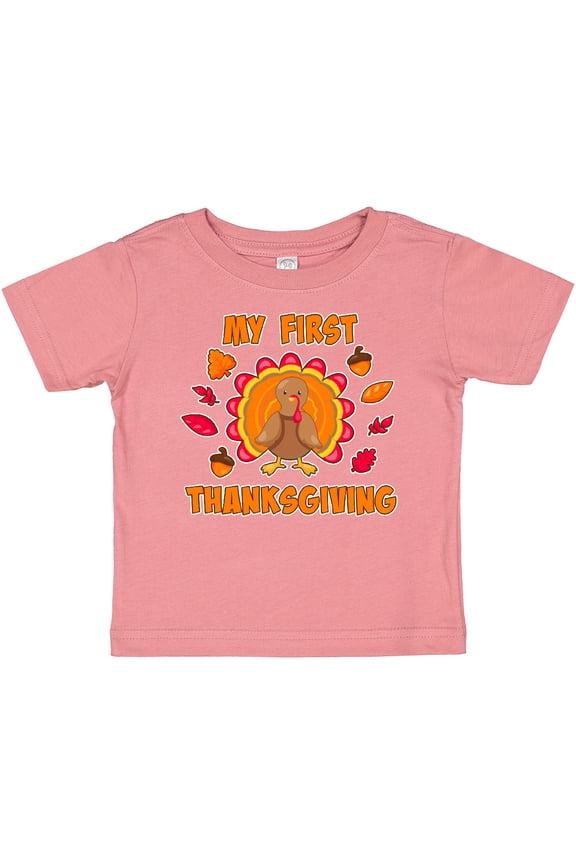 My First Thanksgiving with Cute Turkey Boys or Girls Baby T-Shirt