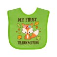 thumbnail image 1 of Inktastic My First Thanksgiving with Fall Fox and Leaves Boys or Girls Baby Bib, 1 of 4