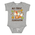 thumbnail image 1 of Inktastic My First Thanksgiving with Fall Fox and Leaves Boys or Girls Baby Bodysuit, 1 of 5