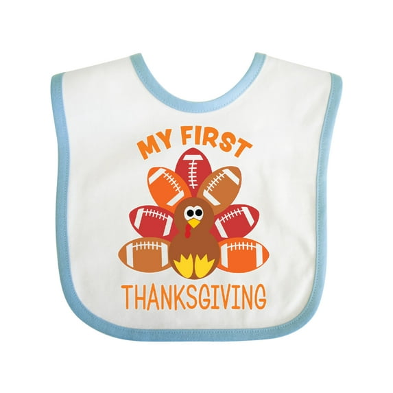 Inktastic My First Thanksgiving with Football Turkey Boys or Girls Baby Bib