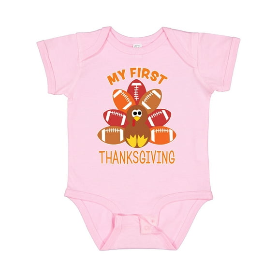 Inktastic My First Thanksgiving with Football Turkey Boys or Girls Baby Bodysuit