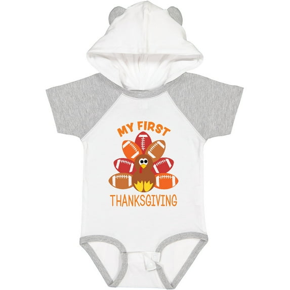 Inktastic My First Thanksgiving with Football Turkey Boys or Girls Baby Bodysuit