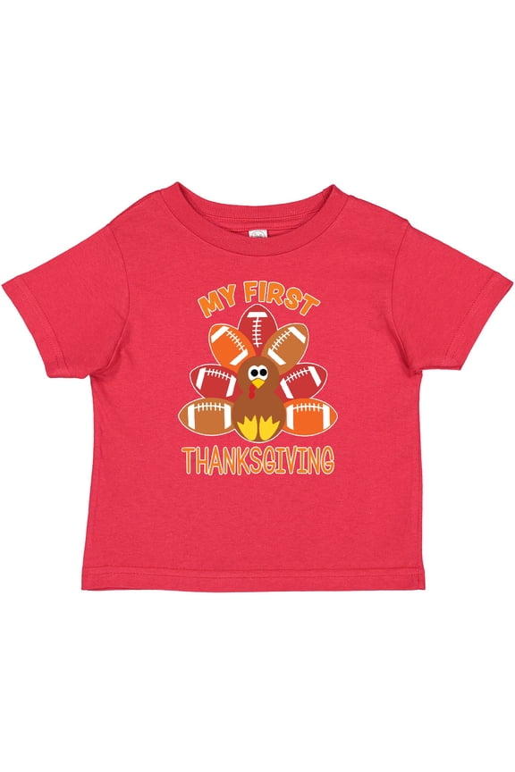 My First Thanksgiving with Football Turkey Boys or Girls Baby T-Shirt