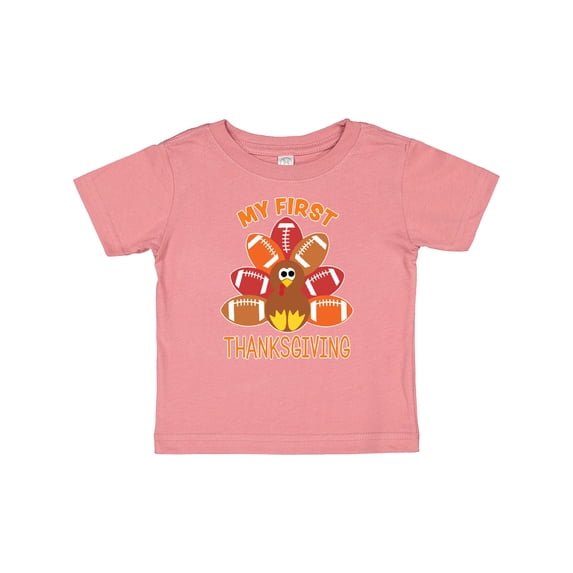 Inktastic My First Thanksgiving with Football Turkey Boys or Girls Baby T-Shirt