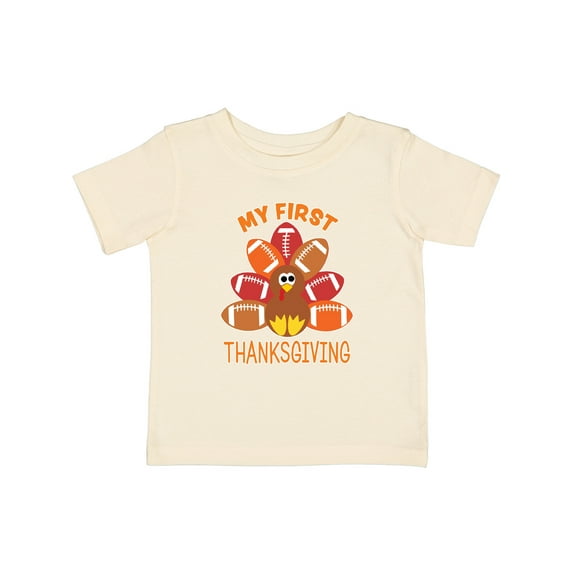 Inktastic My First Thanksgiving with Football Turkey Boys or Girls Baby T-Shirt