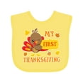 thumbnail image 1 of Inktastic My First Thanksgiving with Turkey and Leaves Boys or Girls Baby Bib, 1 of 4