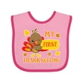 thumbnail image 1 of Inktastic My First Thanksgiving with Turkey and Leaves Boys or Girls Baby Bib, 1 of 4