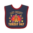 thumbnail image 1 of Inktastic My First Turkey Day with Turkey and Leaves Boys or Girls Baby Bib, 1 of 4