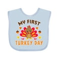 thumbnail image 1 of Inktastic My First Turkey Day with Turkey and Leaves Boys or Girls Baby Bib, 1 of 4