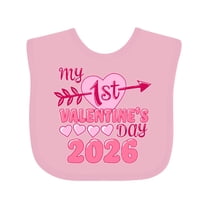 Inktastic My First Valentine 2026 Heart and Arrow Boys or Girls Baby Bib
