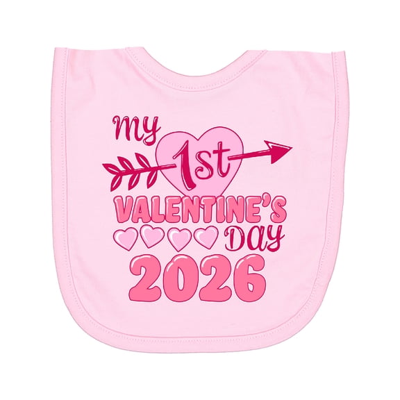 Inktastic My First Valentine 2026 Heart and Arrow Newborn Bib