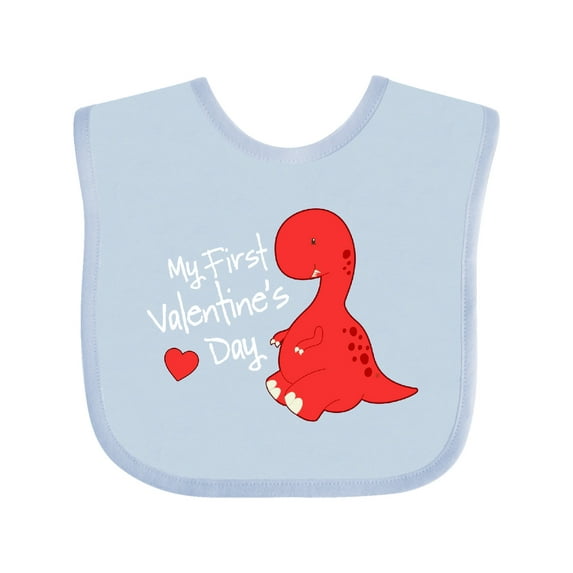 Inktastic My First Valentine's Day Red Dinosaur with a Heart Boys or Girls Baby Bib