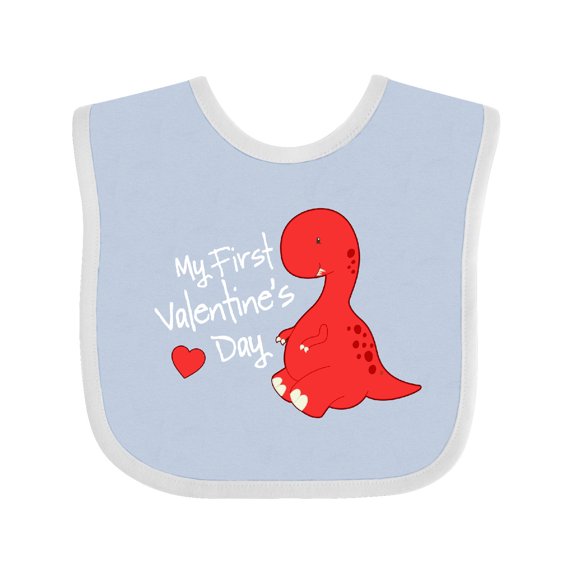 Inktastic My First Valentine's Day Red Dinosaur with a Heart Boys or Girls Baby Bib
