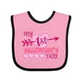 thumbnail image 1 of Inktastic My First Valentine's Day with Pink Heart and Arrow Boys or Girls Baby Bib, 1 of 4