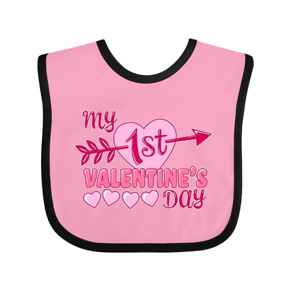 Inktastic My First Valentine's Day with Pink Heart and Arrow Boys or Girls Baby Bib