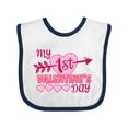 thumbnail image 1 of Inktastic My First Valentine's Day with Pink Heart and Arrow Boys or Girls Baby Bib, 1 of 4
