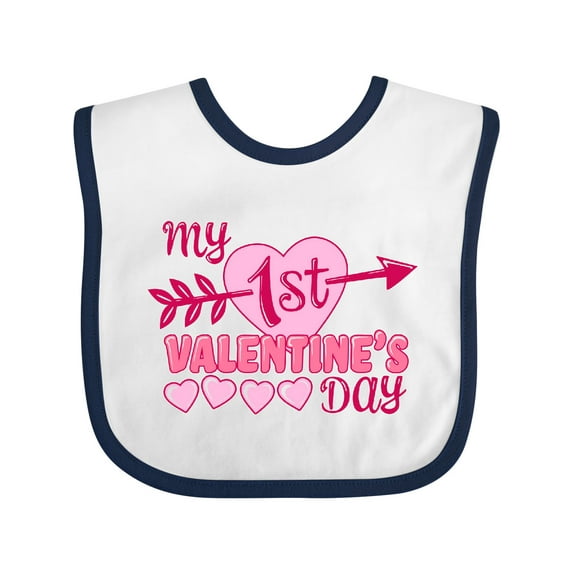 Inktastic My First Valentine's Day with Pink Heart and Arrow Boys or Girls Baby Bib