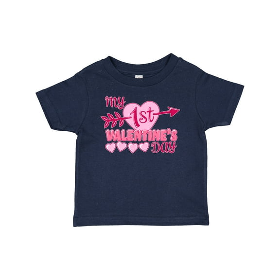 Inktastic My First Valentine's Day with Pink Heart and Arrow Boys or Girls Baby T-Shirt