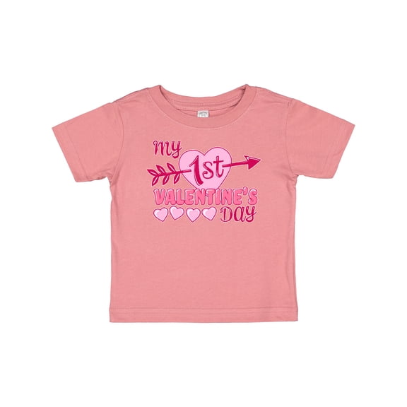 Inktastic My First Valentine's Day with Pink Heart and Arrow Boys or Girls Baby T-Shirt