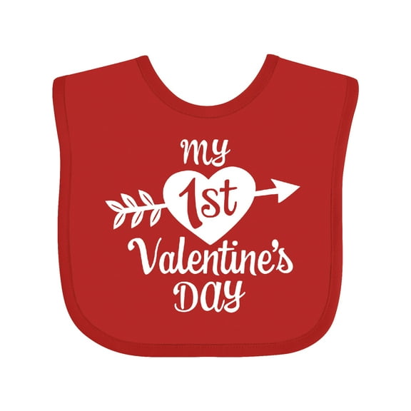 Inktastic My First Valentine's Day with White Heart and Arrow Boys or Girls Baby Bib