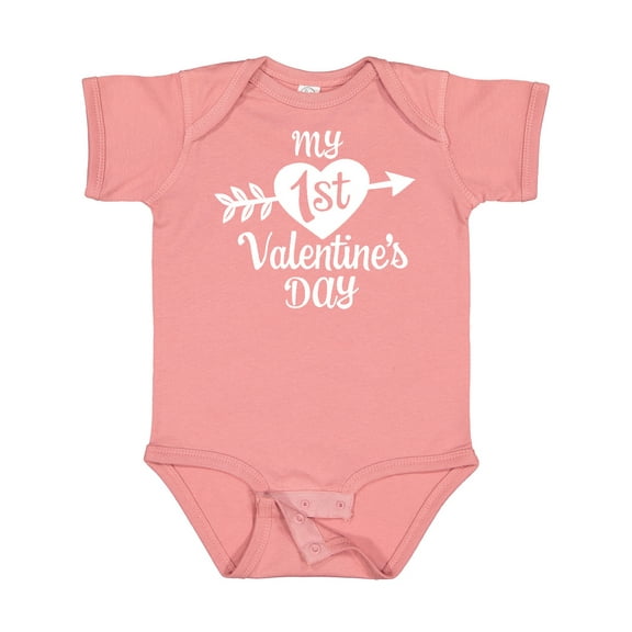 Inktastic My First Valentine's Day with White Heart and Arrow Boys or Girls Baby Bodysuit