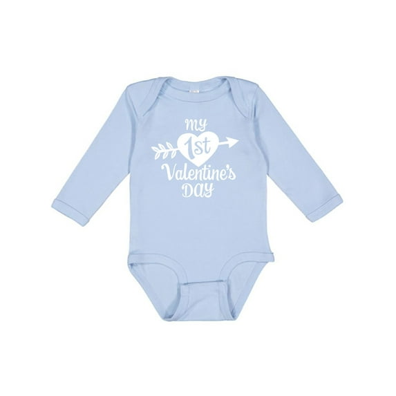 Inktastic My First Valentine's Day with White Heart and Arrow Boys or Girls Long Sleeve Baby Bodysuit