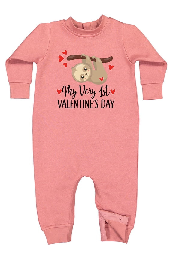 My First Valentines Day Baby Sloth Baby Fleece Romper