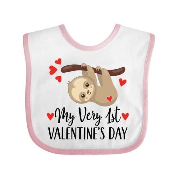 Inktastic My First Valentines Day Baby Sloth Boys or Girls Baby Bib