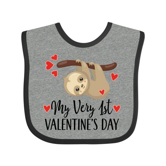 Inktastic My First Valentines Day Baby Sloth Boys or Girls Baby Bib