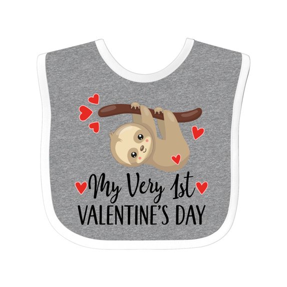Inktastic My First Valentines Day Baby Sloth Boys or Girls Baby Bib