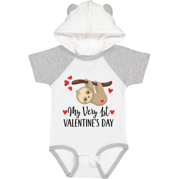 Inktastic My First Valentines Day Baby Sloth Boys or Girls Baby Bodysuit