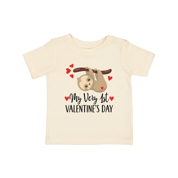 Inktastic My First Valentines Day Baby Sloth Boys or Girls Baby T-Shirt