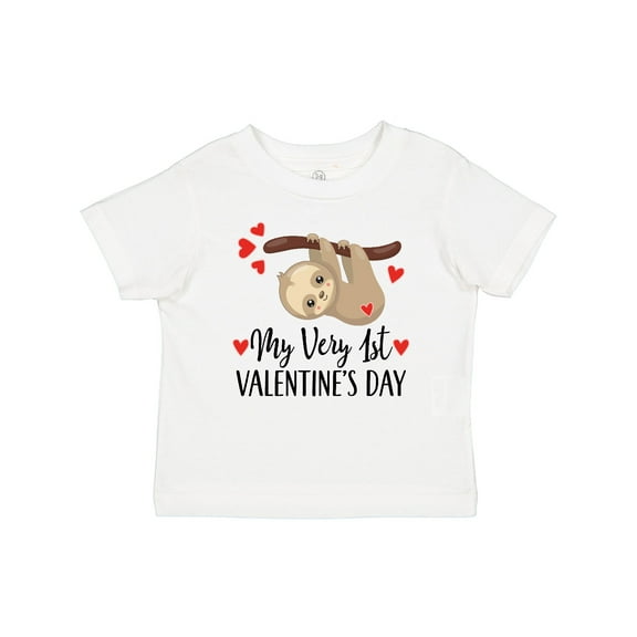 Inktastic My First Valentines Day Baby Sloth Boys or Girls Baby T-Shirt
