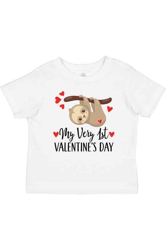 My First Valentines Day Baby Sloth Boys or Girls Baby T-Shirt