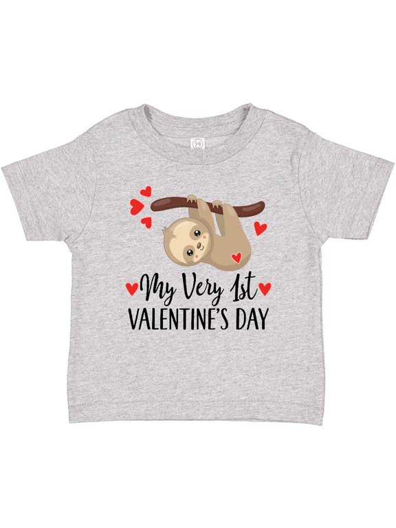 My First Valentines Day Baby Sloth Boys or Girls Baby T-Shirt