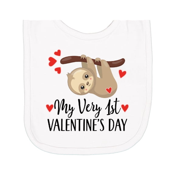 Inktastic My First Valentines Day Baby Sloth Newborn Bib
