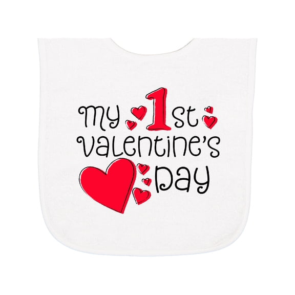 Inktastic My First Valentines Day Red Hearts Baby Terry Cloth Bib