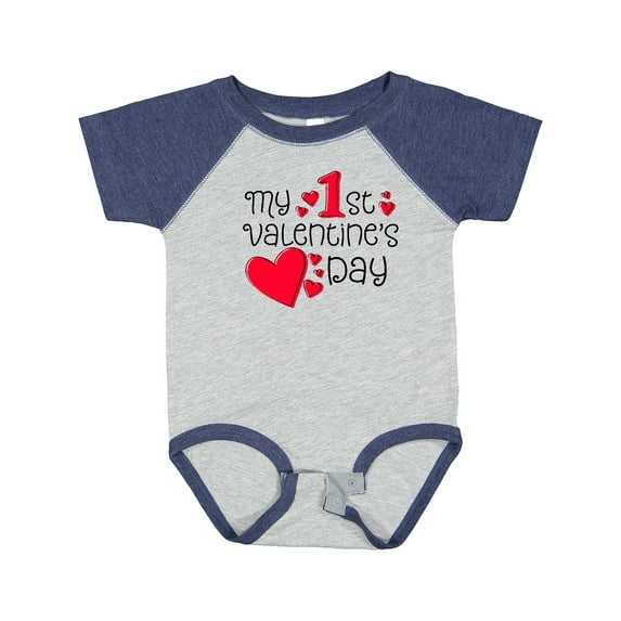 Inktastic My First Valentines Day Red Hearts Boys or Girls Baby Bodysuit