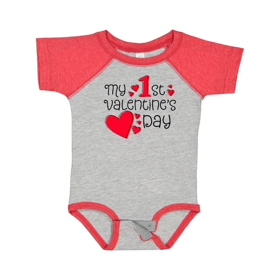 Inktastic My First Valentines Day Red Hearts Boys or Girls Baby Bodysuit