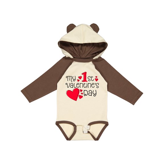 Inktastic My First Valentines Day Red Hearts Boys or Girls Long Sleeve Baby Bodysuit