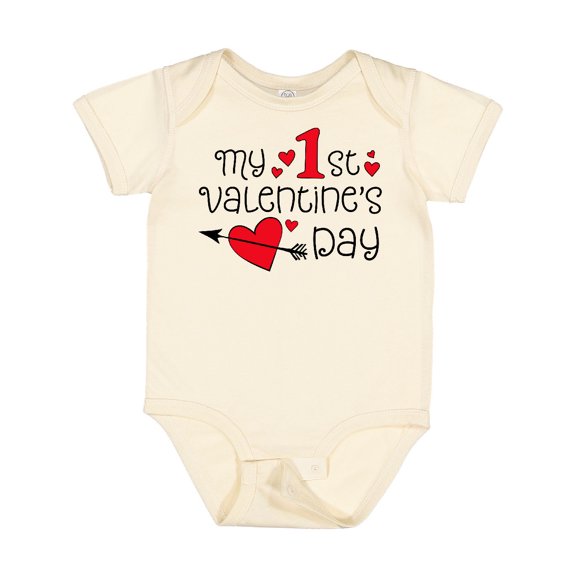 Inktastic My First Valentines Day Red Hearts and Arrow Boys or Girls Baby Bodysuit