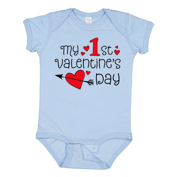 Inktastic My First Valentines Day Red Hearts and Arrow Boys or Girls Baby Bodysuit