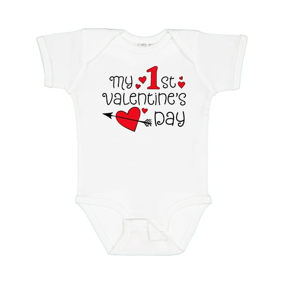 Inktastic My First Valentines Day Red Hearts and Arrow Boys or Girls Baby Bodysuit
