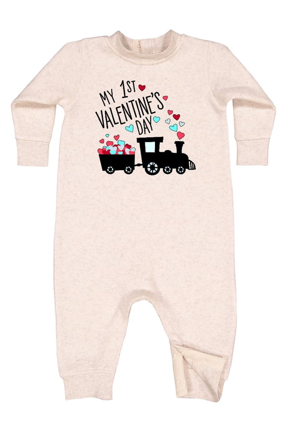 My First Valentines Day Train Baby Fleece Romper