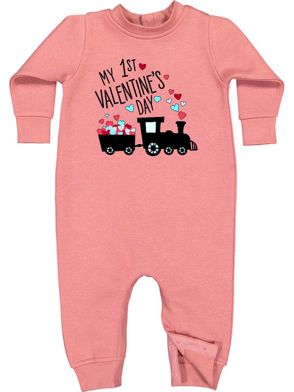 My First Valentines Day Train Baby Fleece Romper
