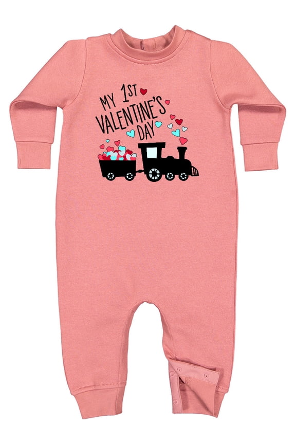 My First Valentines Day Train Baby Fleece Romper