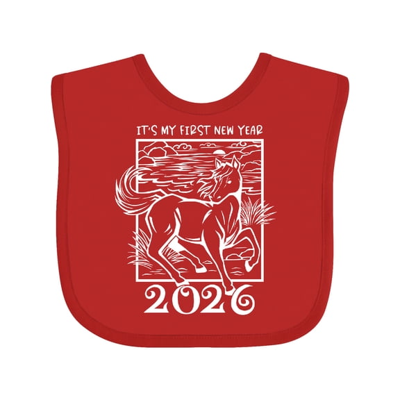 Inktastic My Fist New Year 2026 Horse Boys or Girls Baby Bib