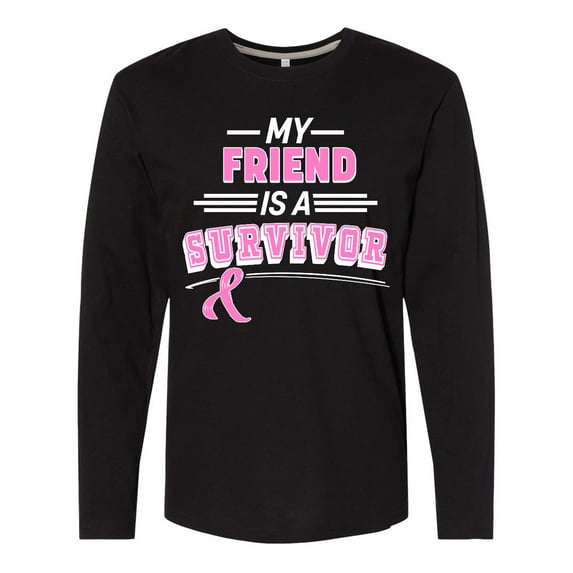 Inktastic My Friend is a Survivor Breast Cancer Awareness Long Sleeve T-Shirt