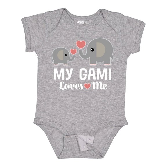 Inktastic My Gami Loves Me Grandchild Elephant Boys or Girls Baby Bodysuit