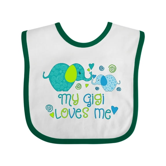 Inktastic My Gigi Loves Me- Cute Elephants Boys or Girls Baby Bib